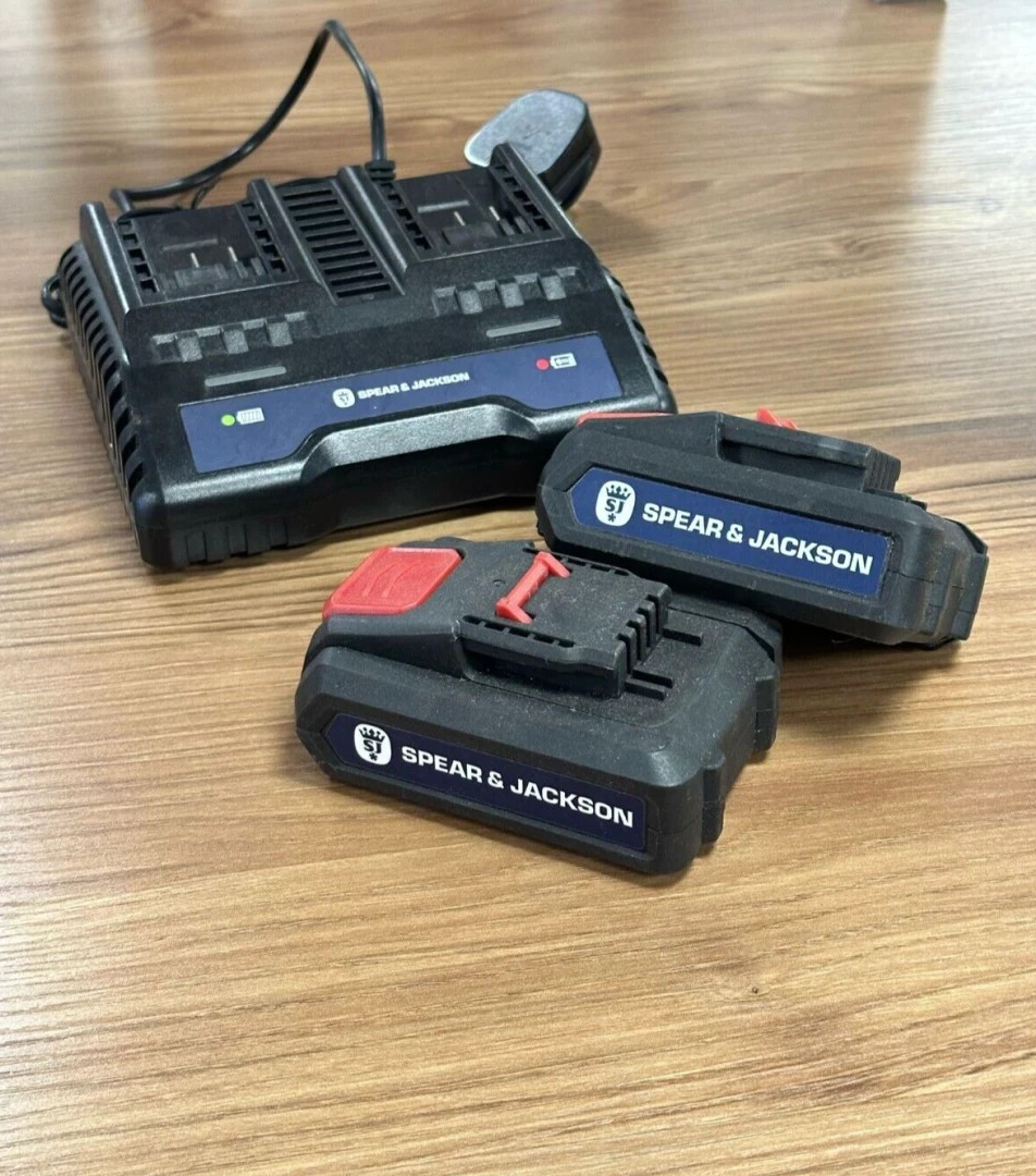Spear & Jackson Charger and 2 Battery | Power Tool Accessory Set Replacement Kit