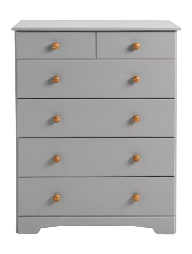 Home Nordic 6 Drawer Chest Grey | Wooden Storage Unit Bedroom Furniture