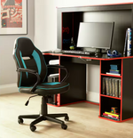 Faux Leather Mid Back Gaming Chair - Blue & Black