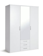 Home New Hallingford 3Dr 3 Drw Mirror Wardrobe - White | Mirror Wardrobe
