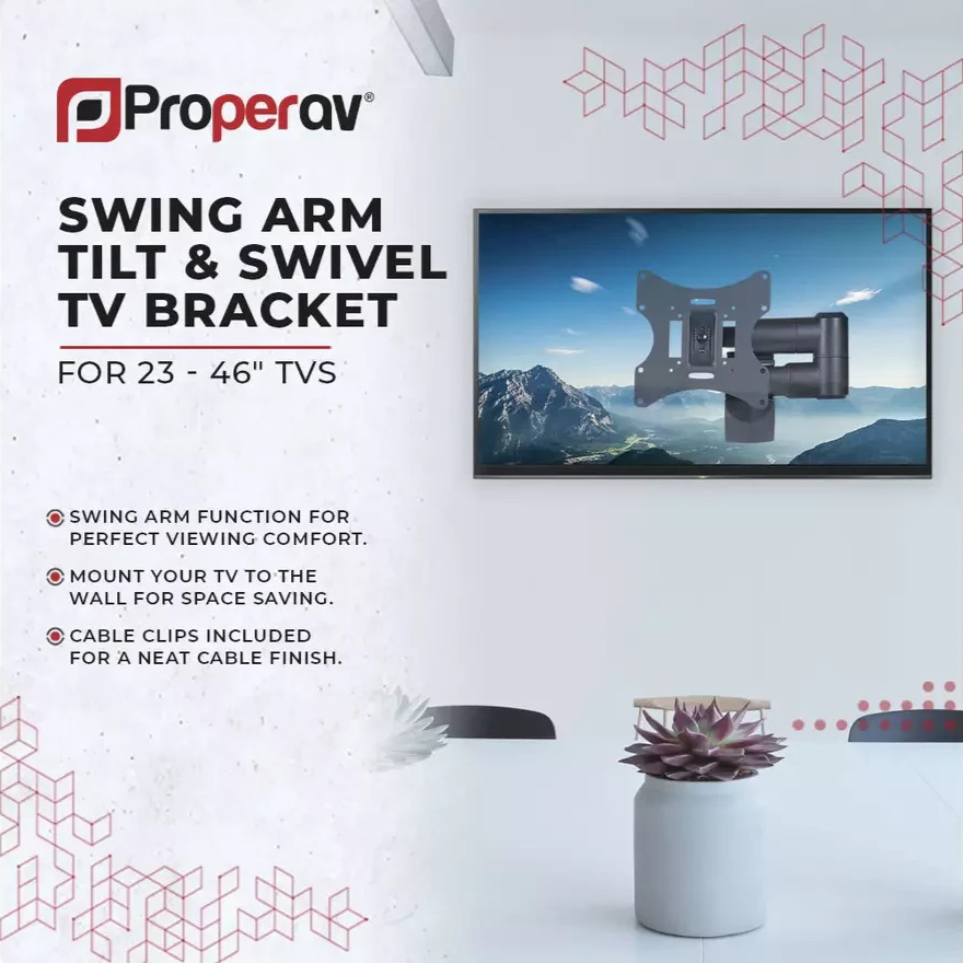 ProperAV PB093 Tilt and Swivel 23-46 Inch TV Wall Bracket | Adjustable Televisio