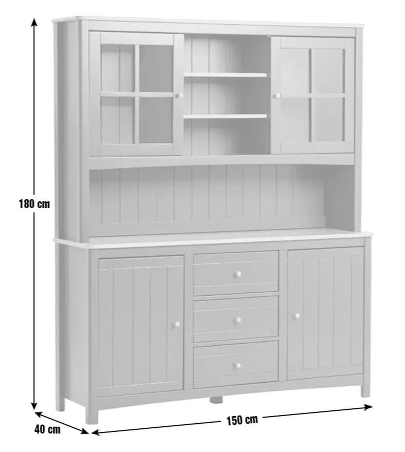 Bournemouth 4 Door 3 Drawer Sideboard Dresser Blue | Storage Cabinet Furniture