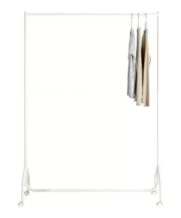 Home Heavy Duty Single 4 Feet Clothes Rail White | Garment Hanging Rail Clothes 