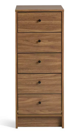 Home Malibu 5 Drawer Tallboy Walnut | Tall Storage Cabinet Furniture Unit