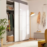 Holsted 200cm Sliding Wardrobe White Gloss | Bedroom Storage Furniture Unit