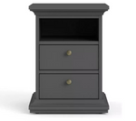 Tvilum Paris 2 Drawer Bedside Table - Grey (B Grade)