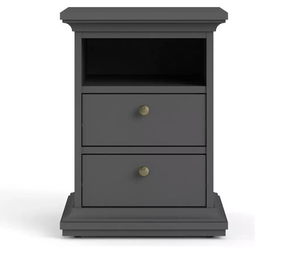 Tvilum Paris 2 Drawer Bedside Table - Grey (B Grade)