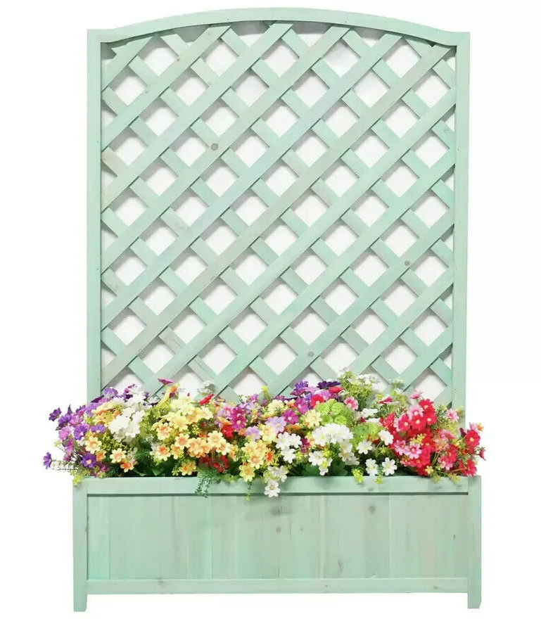 Wooden Lattice Planter - Green