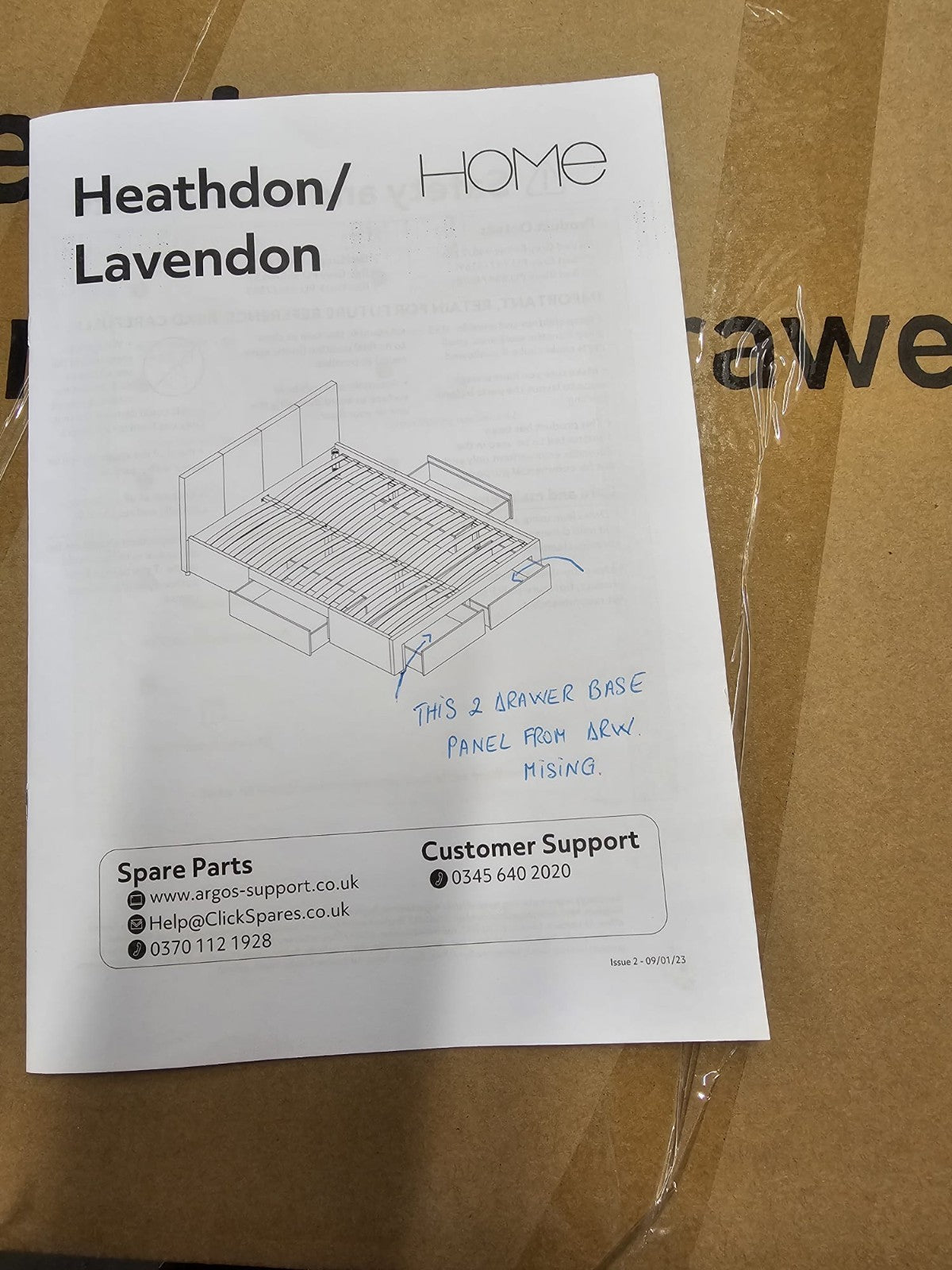 Home Lavendon 4 Drawer Kingsize Bed Frame - Black ( B Grade )