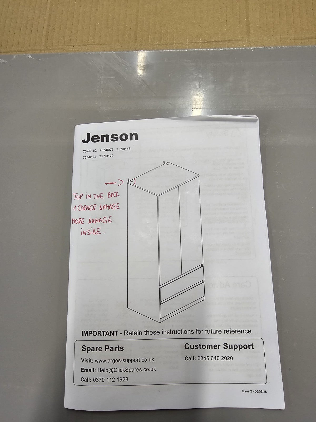 Jenson 2 Door 2 Drawer Wardrobe - Gloss Grey (B GRADE)