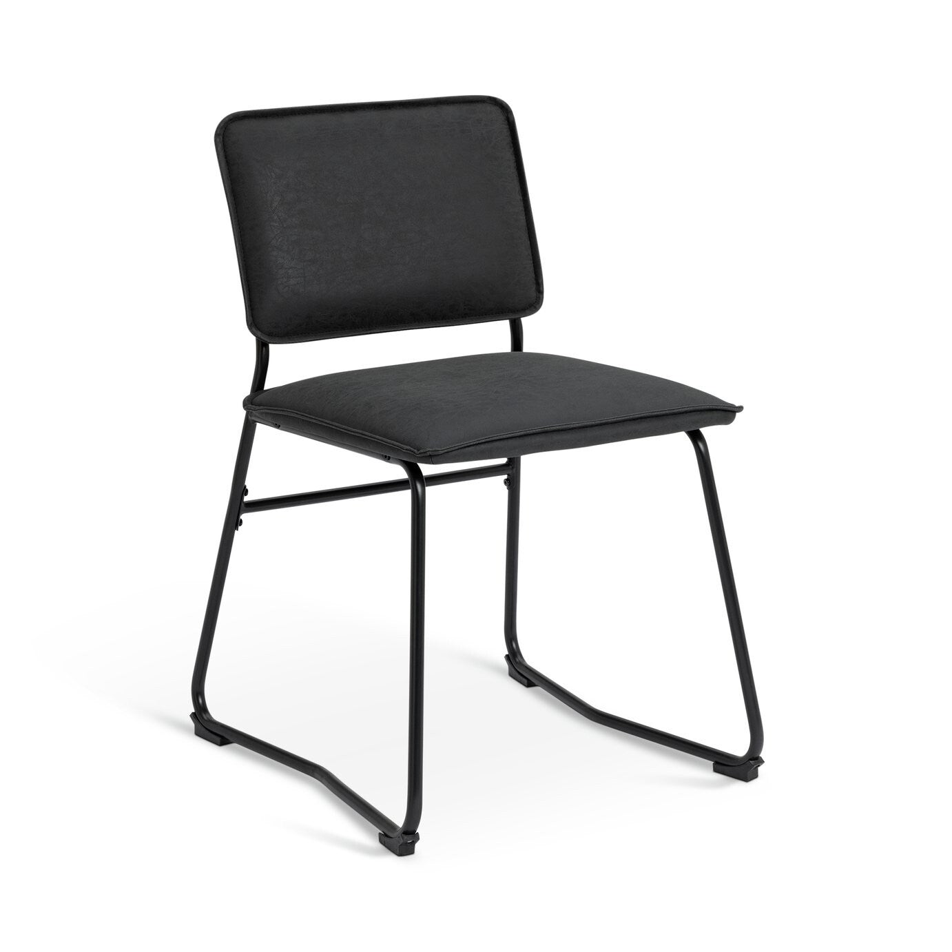 Habitat Loft Living Pair of Faux Leather Dining Chairs-Black
