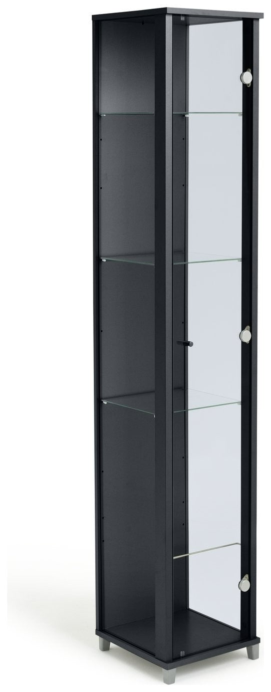 Home 4 Shelf 1 Door Display Cabinet - Black | Minimalist Interior Look