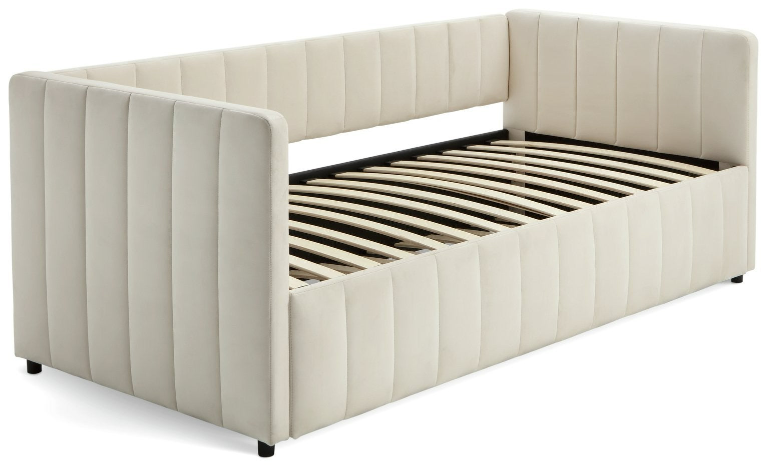 Home Pandora Velvet Trundle Day Bed - Cream | Practical Guest Setup