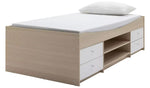 Malibu Storage Cabin Bed White & Acacia | Kids Bedroom Bed with Storage