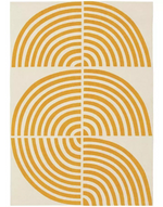 Global Swirl Yellow Cotton Rug 120x170cm | Modern Living Room Floor Rug Carpet