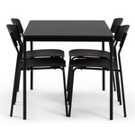Stella Wood Effect Dining Table & 4 Black Chairs