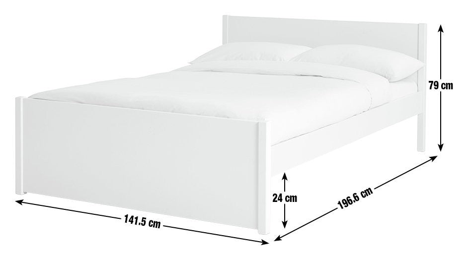 Home Jenson Double Wooden Bed Frame - White | Double bedstead