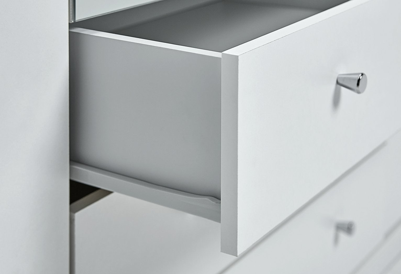 Home Malibu 3 Door 4 Drawer Mirror Wardrobe - White ( B Grade )