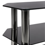 Matrix Glass Corner TV Unit - Black & Chrome | Living Room Storage Stand for TV