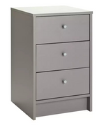 Home Malibu 3 Drawer Bedside Table Grey | Bedroom Nightstand Storage Furniture