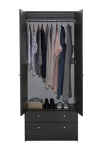 Malibu 2 Door 2 Drawer Wardrobe -Black Oak Effect ( B Grade )