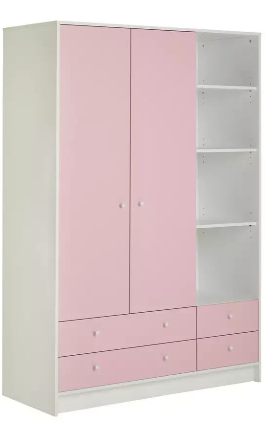 Kids Malibu 2 Door 4 Drawer Wardrobe - Pink (B GRADE 1076)