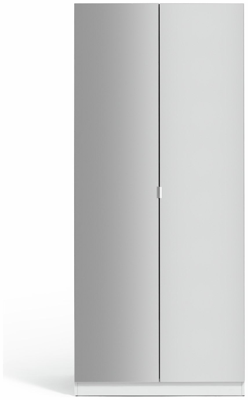 Munich 2 Door Mirror Wardrobe - White | 2 door mirror wardrobe