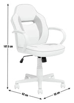 Faux Leather Mid Back Gaming Chair - White & Pink