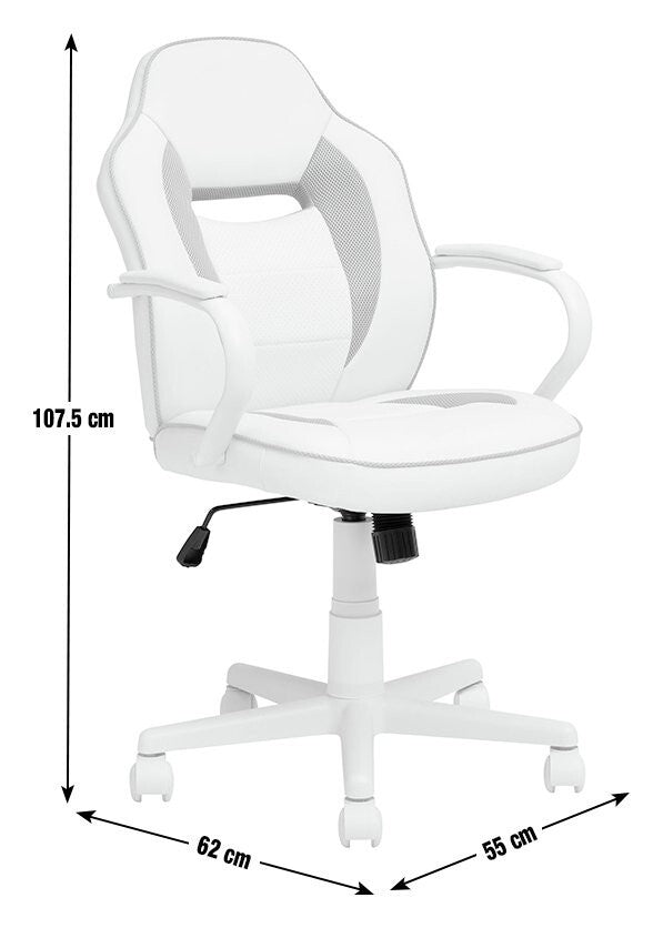 Faux Leather Mid Back Gaming Chair - White & Pink