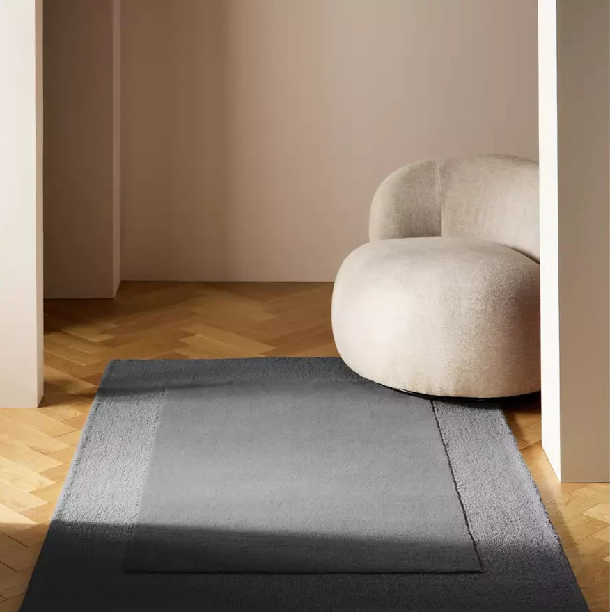 Simple Border Grey Wool Rug 160x230cm Modern Living Room Bedroom Area Rug