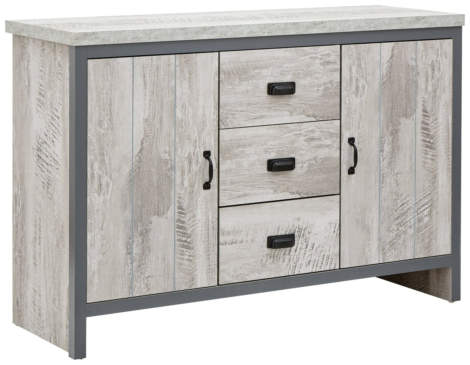 GFW Boston 2 Door 3 Drawer Sideboard - Grey | Modern Living Storage