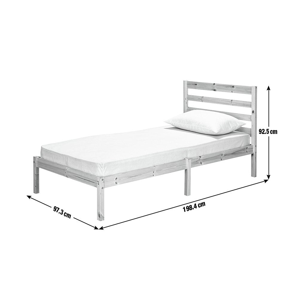 Home Kaycie Single Bed Frame Pine | Sturdy Bedroom Furniture Base with Mattress