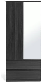 Jenson 2 Door 2 Drawer Mirror Wardrobe - Black Brown | wardrobe with mirror