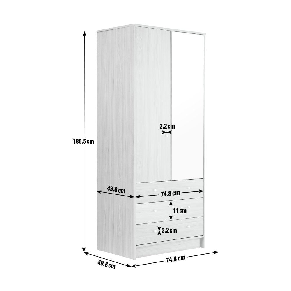 Home Malibu 2 Door 3 Drawer Wardrobe - Oak Effect | Warm Wood Aesthetic