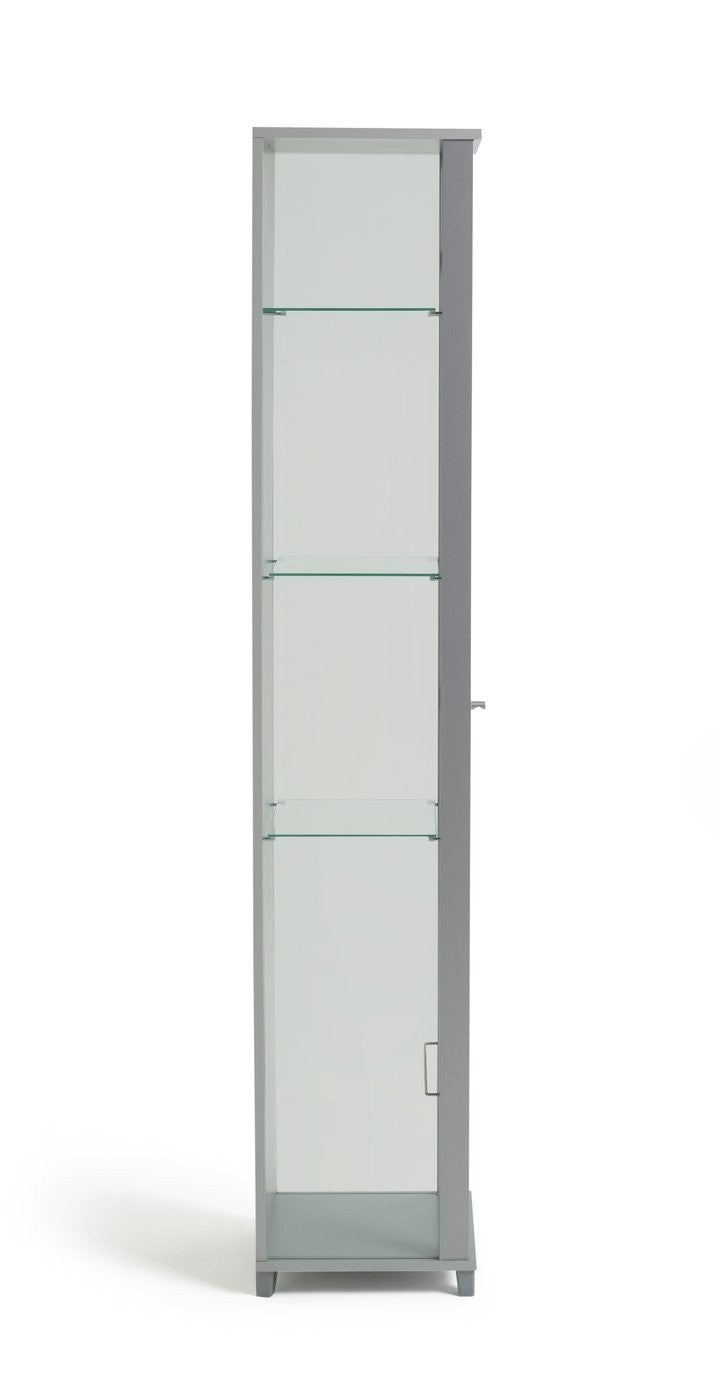 Home 1 Door Glass Display Cabinet - Silver | Modern Home Showcase