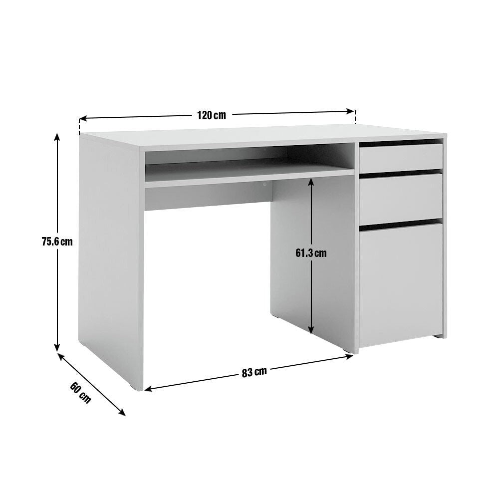 Home Pepper 2 Drawer Pedestal Office Desk - Grey ( B Grade )