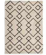 Diamond Tufted Cream & Black Rug 120x170cm | Modern Living Room Floor Rug Carpet