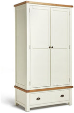 Home Kent 2 Door 1 Drawer Wardrobe - Cream and Oak | Warm Natural Aesthetic