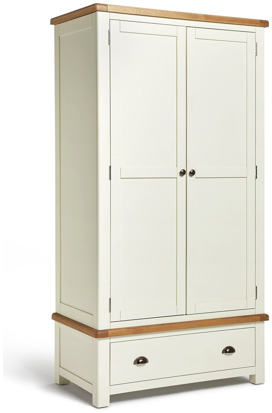 Home Kent 2 Door 1 Drawer Wardrobe - Cream and Oak | Warm Natural Aesthetic