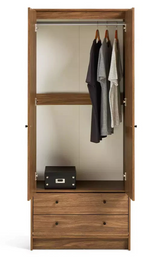 Home Malibu 2 Door 2 Drawer Wardrobe Walnut | Bedroom Storage Furniture Unit