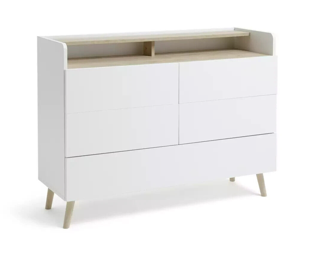 Habitat Skandi 4+1 Drawer Chest - White Two Tone