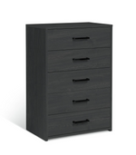 Home Oslo 5 Drawer Chest Black Oak Effect | Modern Furniture Storage Dresser