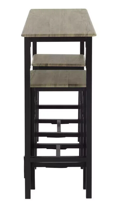 Bolitzo Bar Set & 2 Stools - Oak & Black