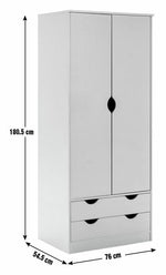 Pagnell 2 Door 2 Drawer Wardrobe - Grey | compact wardrobe