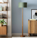 Tapered Wood Floor Lamp Walnut & Green | Modern Standing Floor Light Lighting