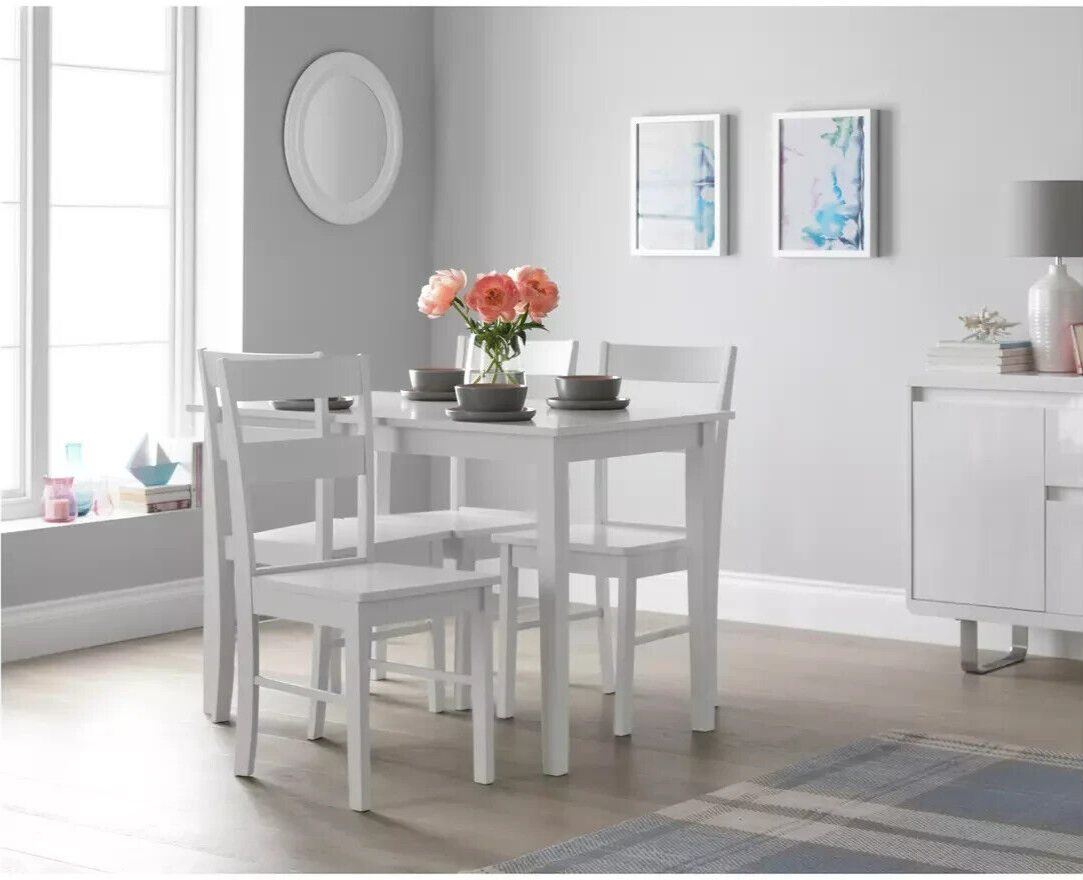 Home Chicago Pair of Solid Wood Dining Chairs White | Modern Kitchen Furniture