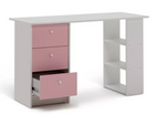 Home Kids Malibu 3 Drawers Desk - Pink & White | Sturdy Computer Desk Modern
