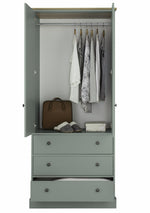 Kensington 2 Door 3 Drawer Wardrobe - Sage Green | Elegant bedroom furniture