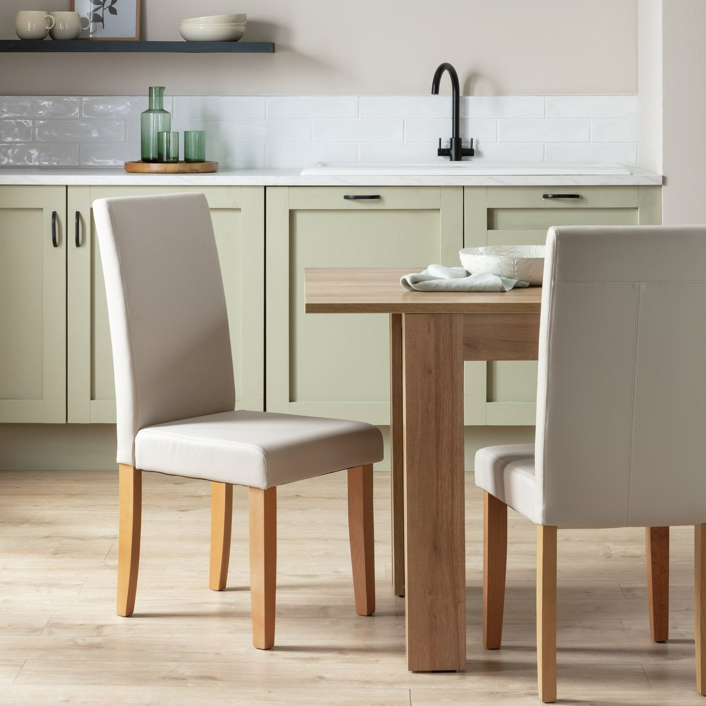 Home Pair of Midback Dining Chairs - Cream | Stylish Dining Accent