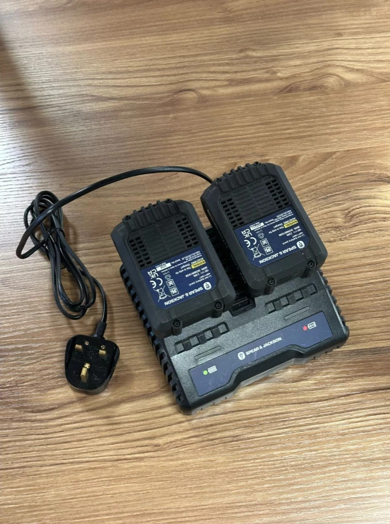 Spear & Jackson Charger and 2 Battery | Power Tool Accessory Set Replacement Kit